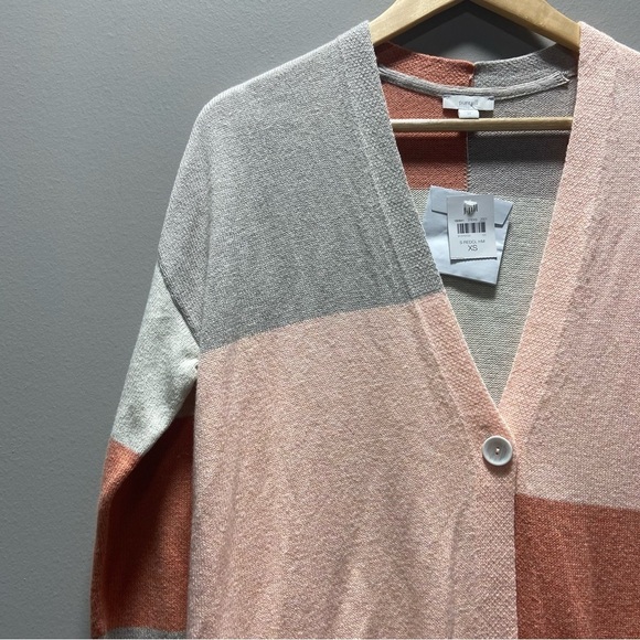 Pure Jill Pink Color Blocked Cardigan NWT - Picture 8 of 10